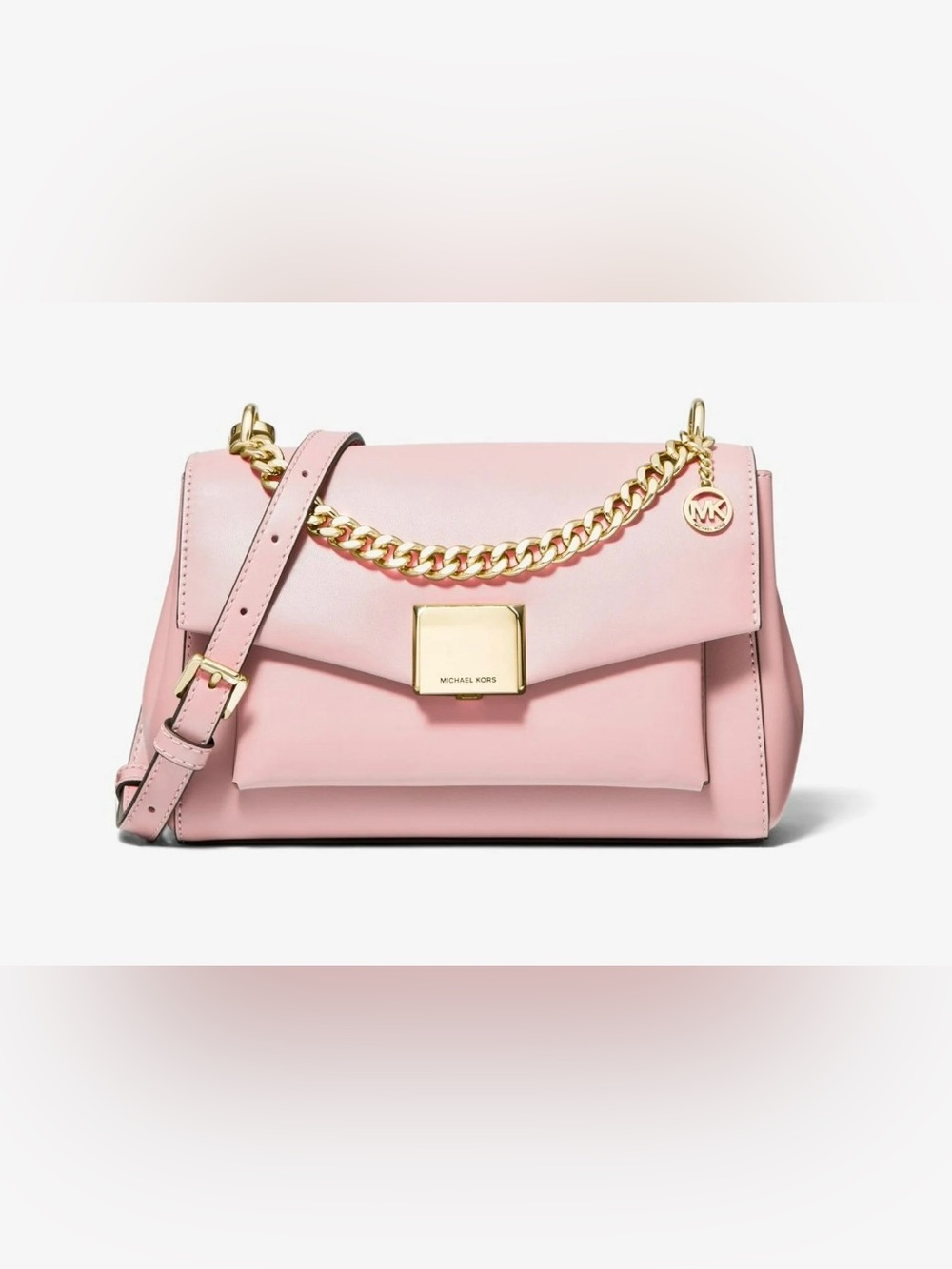 NWT Michael Kors Powder Blush Baby Pink Medium Lita Convertible Leather Bag